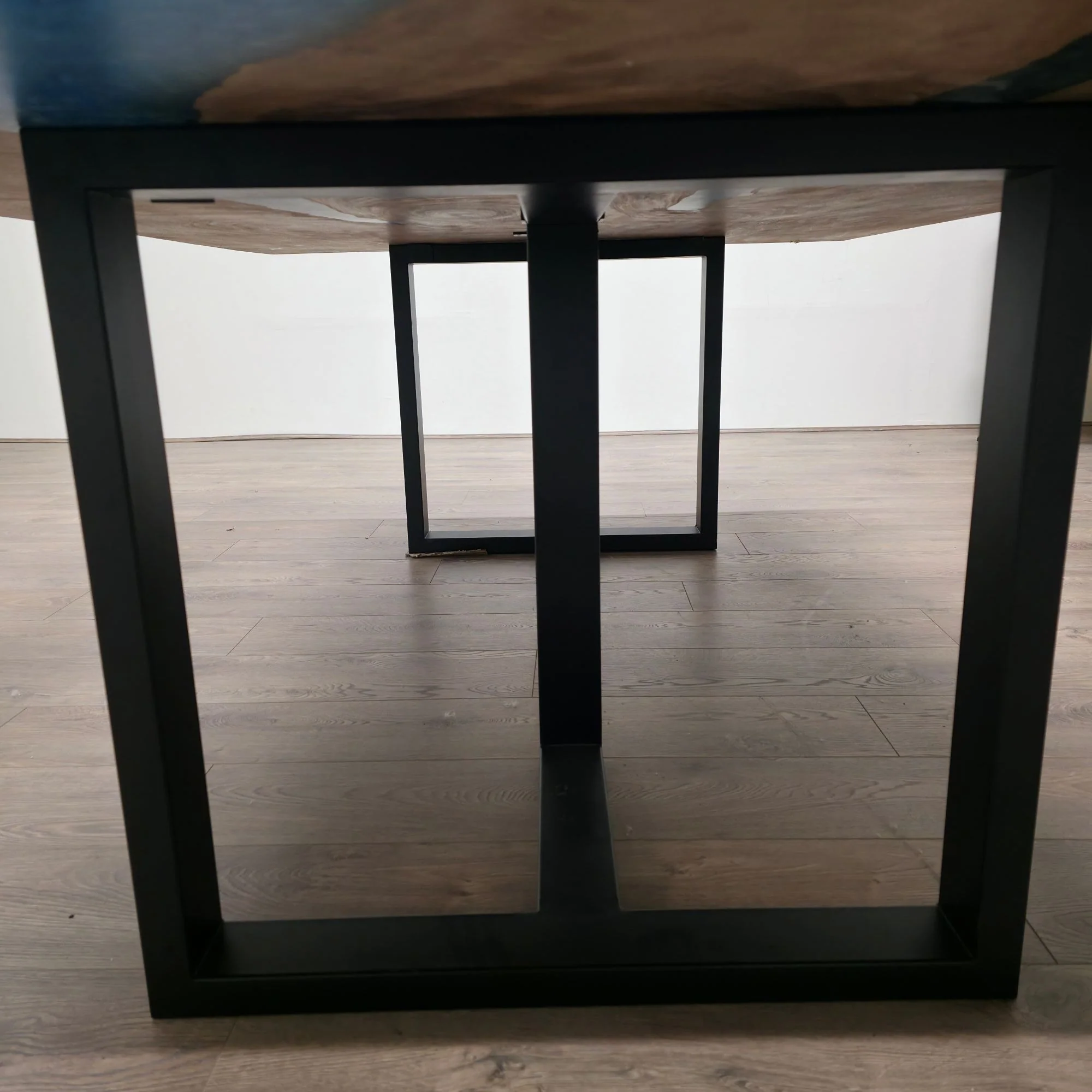 210cm x 145cm Blue Resin Live Edge East Indian Walnut Dining Table - Image 3